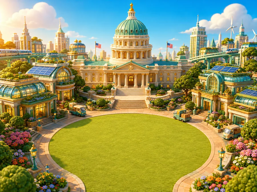 Surge City, a growing metropolis of new towers and green plazas